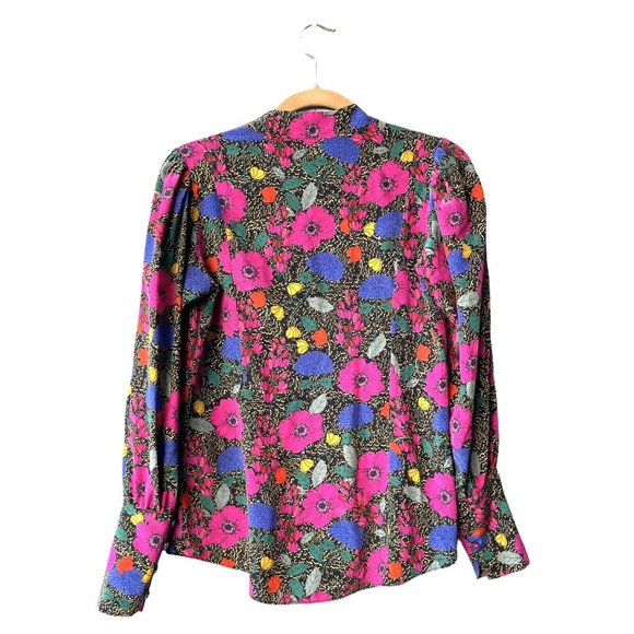 HUNTER BELL Women's Taylor Top Size S Multicolored Floral Vibrant Silk Blouse - Picture 4 of 5